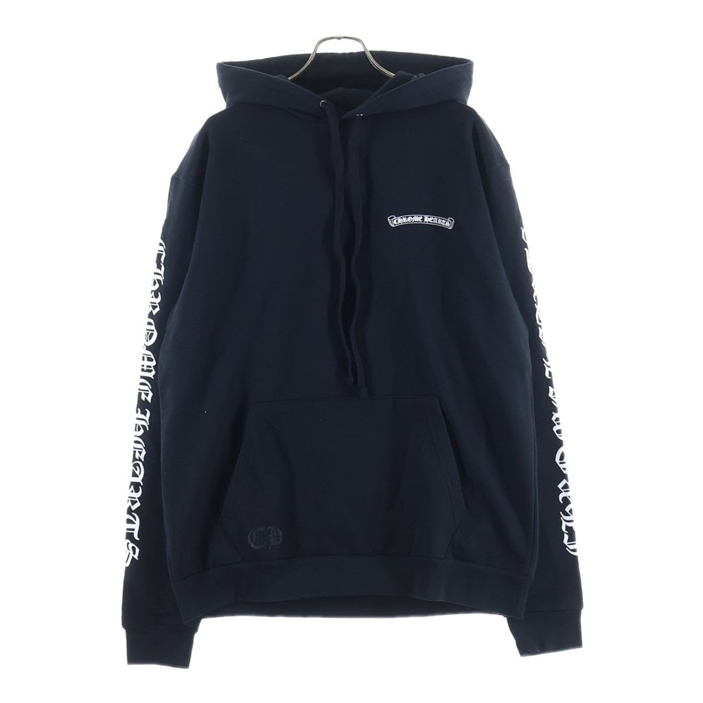 CHROME HEARTS(クロムハーツ) SWTSHRT HD PLVR バックスクロールラベル袖英字プリントプルオーバーパーカー