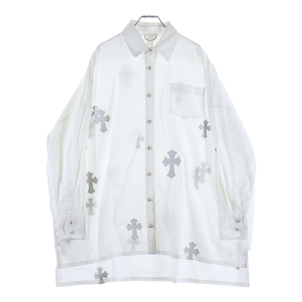 CHROME HEARTS(クロムハーツ) MAHAL KITA SHIRT マハルキタ クロスパッチクロスボタン長袖シャツ ホワイト