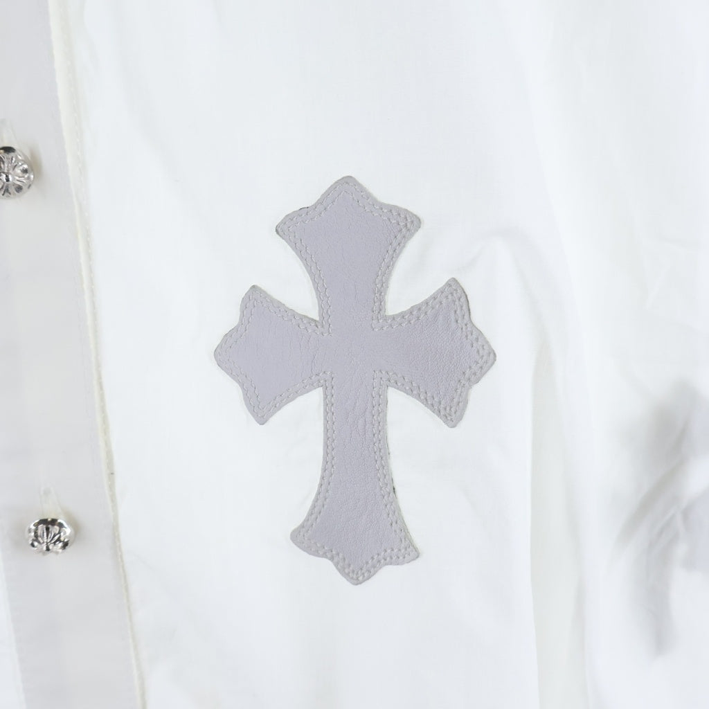CHROME HEARTS(クロムハーツ) MAHAL KITA SHIRT マハルキタ クロスパッチクロスボタン長袖シャツ ホワイト