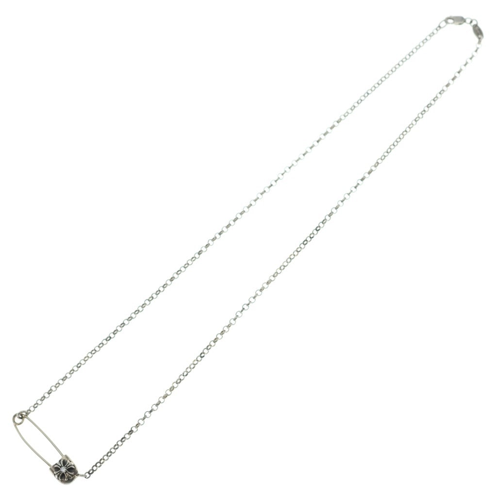 CHROME HEARTS(クロムハーツ) SAFETY PIN R18 1DIAセーフティピンロールチェーン 1ダイヤシルバーネックレス