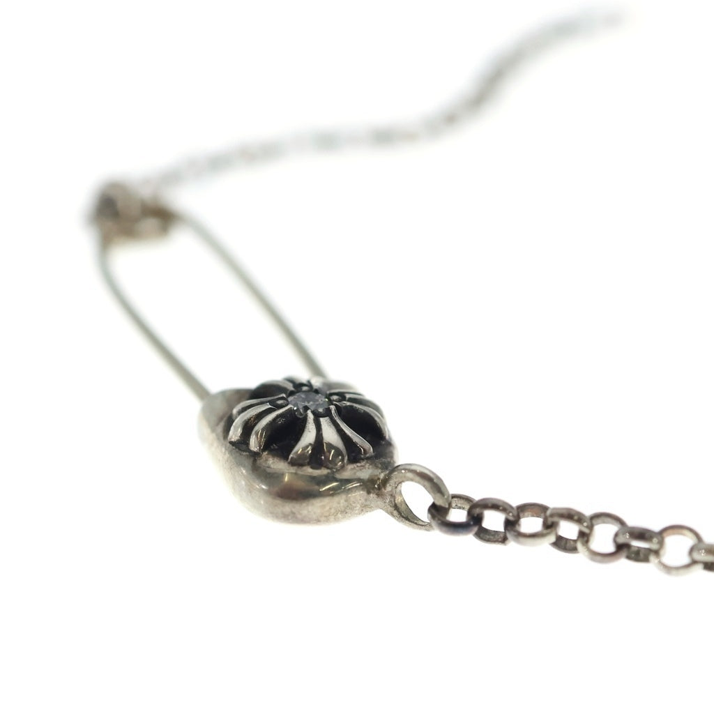 CHROME HEARTS(クロムハーツ) SAFETY PIN R18 1DIAセーフティピンロールチェーン 1ダイヤシルバーネックレス