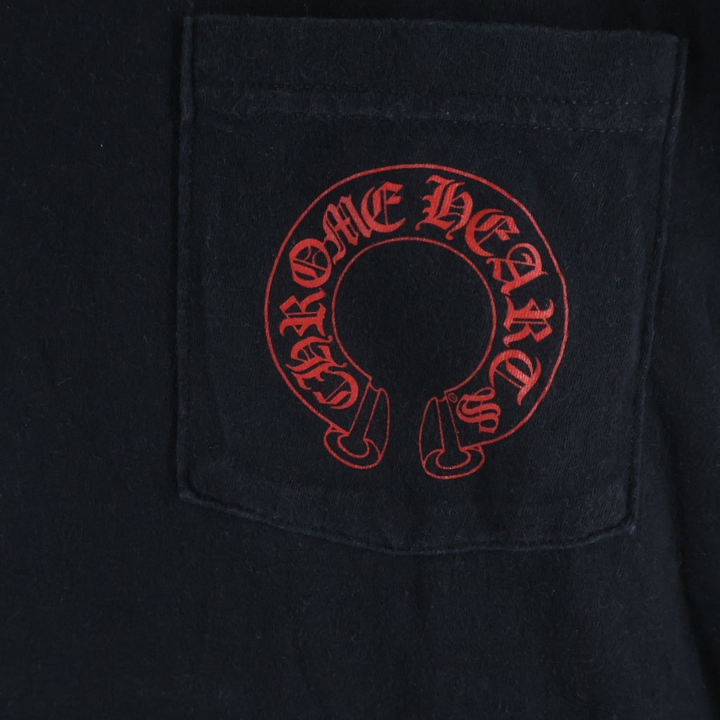 CHROME HEARTS(クロムハーツ) BACK HORSESHOE CEMETERY CROSS L/S TEE バック ホースシュー セメタリークロスプリント 長袖Tシャツ カットソー ブラック