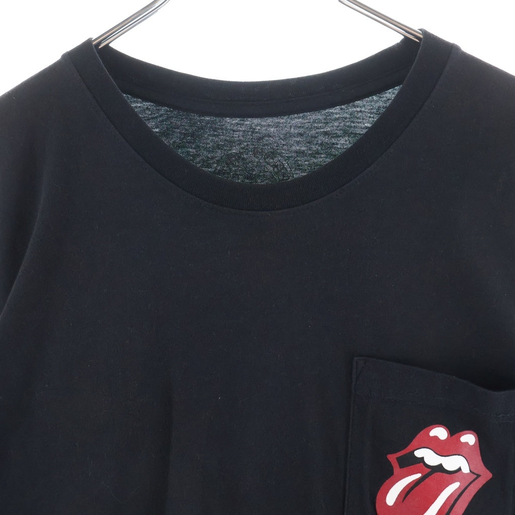 CHROME HEARTS(クロムハーツ) ×The Rolling Stones Lip And Tongue ローリングストーンズ リップアンドタン 袖フローラルプリント 長袖Tシャツ カットソー ブラック