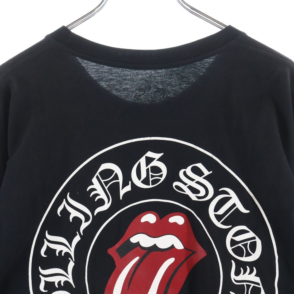 CHROME HEARTS(クロムハーツ) ×The Rolling Stones Lip And Tongue ローリングストーンズ リップアンドタン 袖フローラルプリント 長袖Tシャツ カットソー ブラック