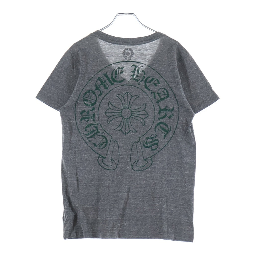 CHROME HEARTS(クロムハーツ) HORSESHOE PRINT CH PLUS ホースシュープリント CHプラス Vネック 半袖Tシャツ カットソー グレー