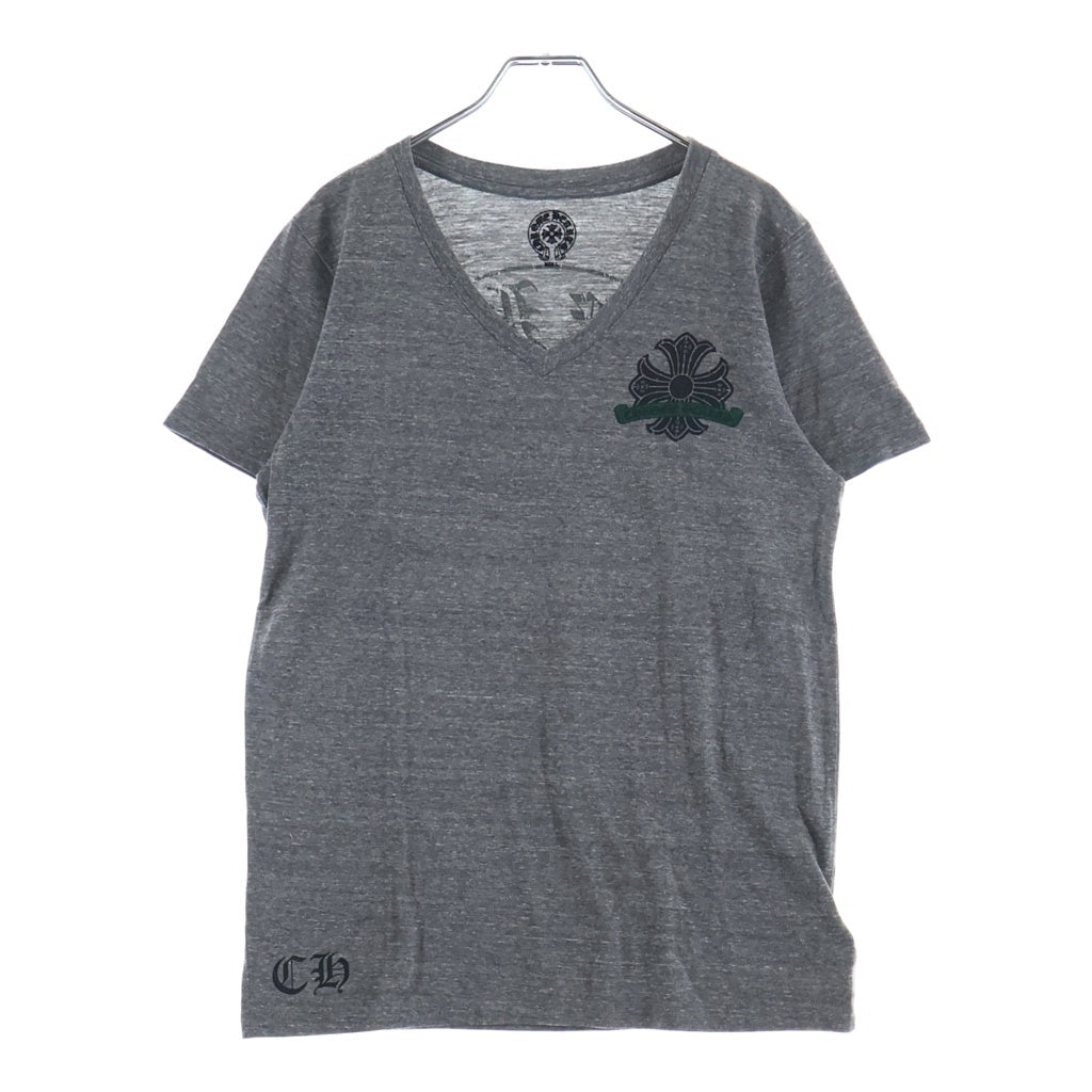 CHROME HEARTS(クロムハーツ) HORSESHOE PRINT CH PLUS ホースシュープリント CHプラス Vネック 半袖Tシャツ カットソー グレー