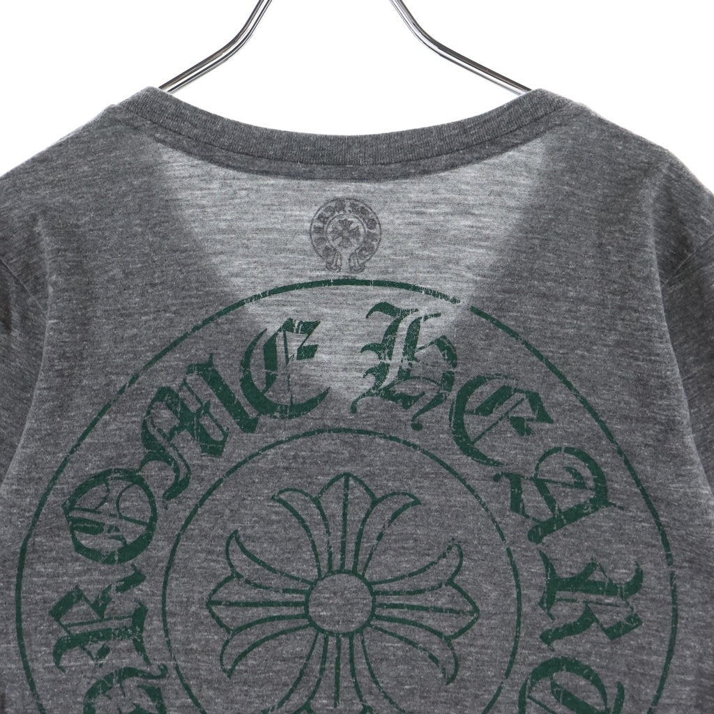 CHROME HEARTS(クロムハーツ) HORSESHOE PRINT CH PLUS ホースシュープリント CHプラス Vネック 半袖Tシャツ カットソー グレー