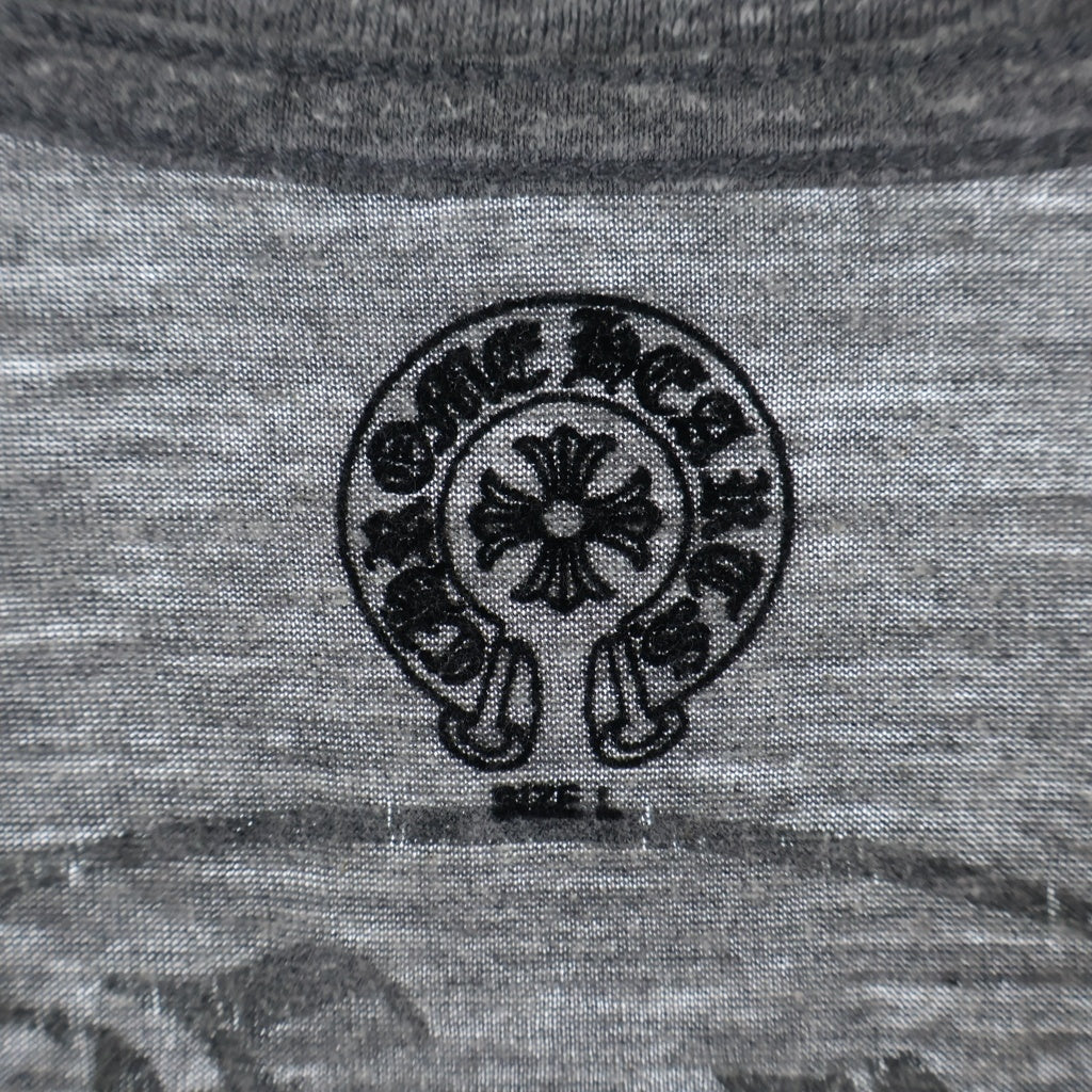CHROME HEARTS(クロムハーツ) HORSESHOE PRINT CH PLUS ホースシュープリント CHプラス Vネック 半袖Tシャツ カットソー グレー