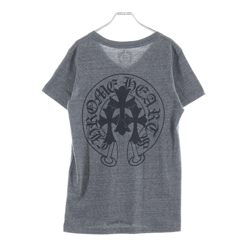 CHROME HEARTS(クロムハーツ) 3CH CROSS HORSESHOE PRINT 3CHクロス ホースシュープリント Vネック 半袖Tシャツ カットソー グレー