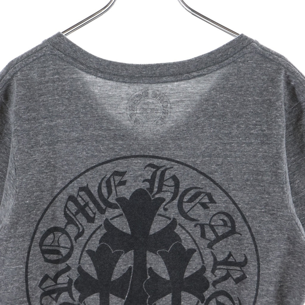 CHROME HEARTS(クロムハーツ) 3CH CROSS HORSESHOE PRINT 3CHクロス ホースシュープリント Vネック 半袖Tシャツ カットソー グレー