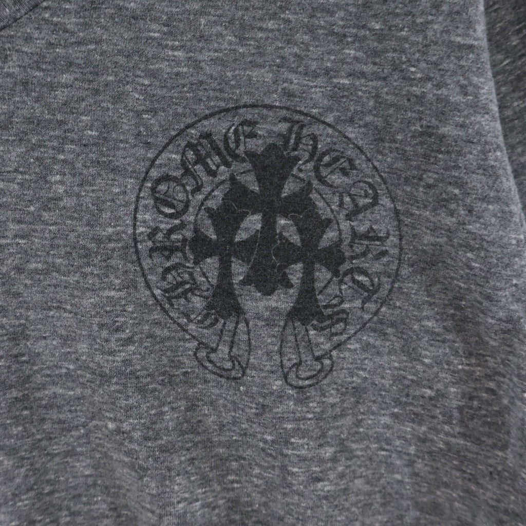 CHROME HEARTS(クロムハーツ) 3CH CROSS HORSESHOE PRINT 3CHクロス ホースシュープリント Vネック 半袖Tシャツ カットソー グレー