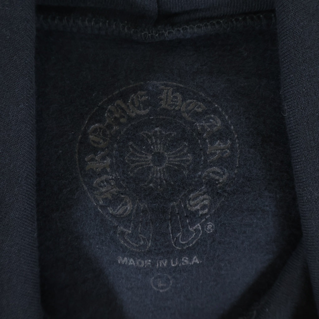 CHROME HEARTS(クロムハーツ) SWTSHRT HD PLVR バックスクロールラベル袖英字プリント プルオーバーパーカー ブラック