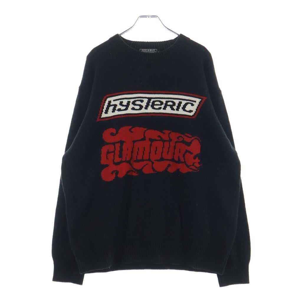 HYSTERIC GLAMOUR(ヒステリックグラマー) フロントロゴ クルーネックニット ブラック 02233NS07