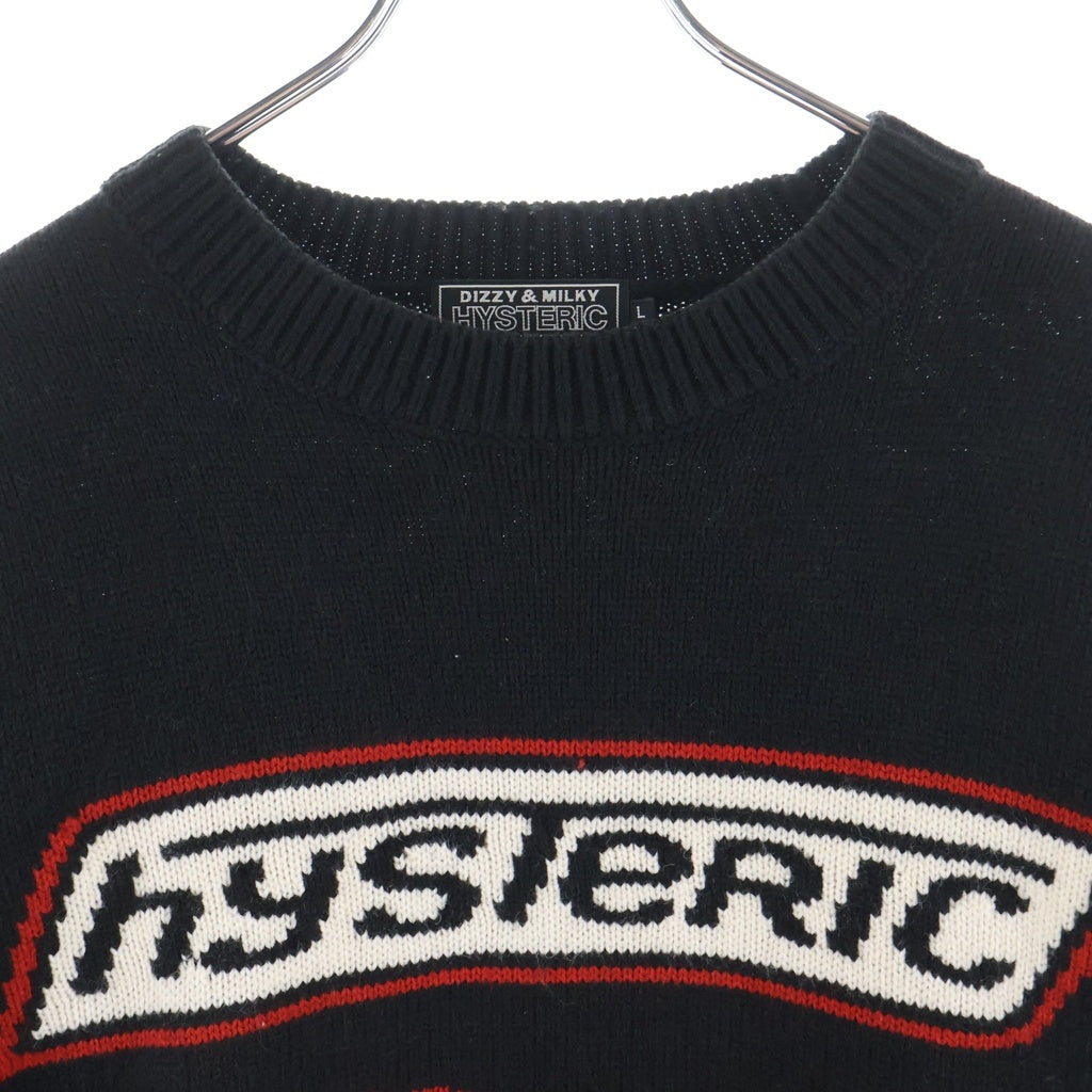 HYSTERIC GLAMOUR(ヒステリックグラマー) フロントロゴ クルーネックニット ブラック 02233NS07