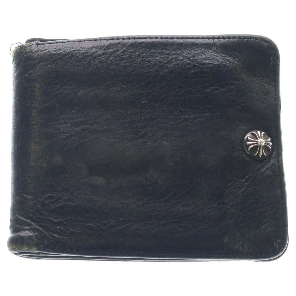 CHROME HEARTS(クロムハーツ) 1SNAP 1スナップ クロス ボールボタン レザーウォレット 財布 ブラック
