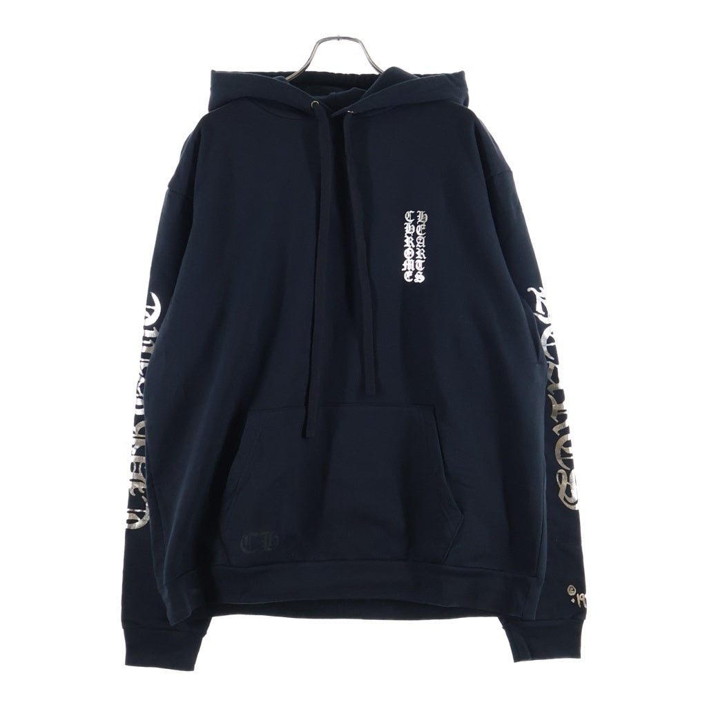 CHROME HEARTS(クロムハーツ) WHITE FOIL HOODIE アームロゴプリントプルオーバーフーディ パーカー ブラック/シルバー