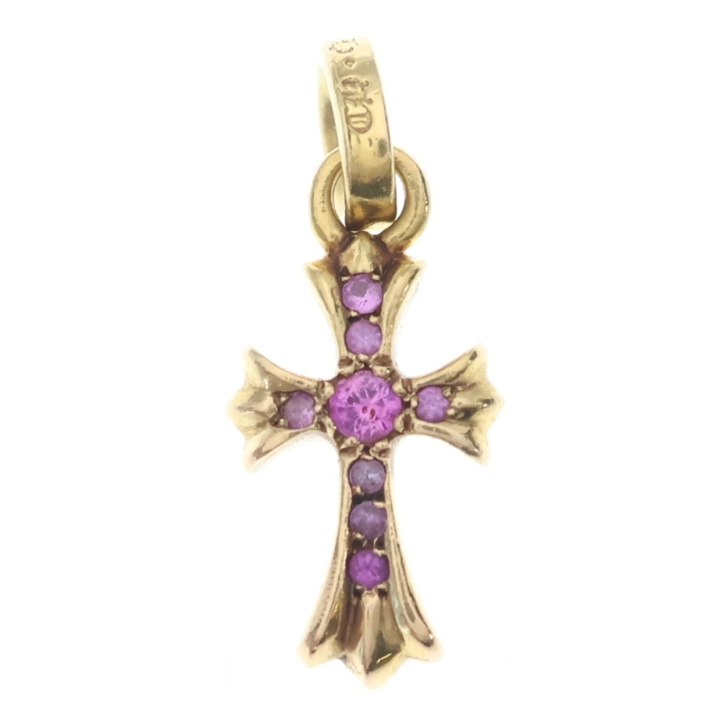 CHROME HEARTS(クロムハーツ) 22K CRS BBYFAT SAP P ベイビーファット PAVEピンクサファイア チャーム ネックレストップ ゴールド