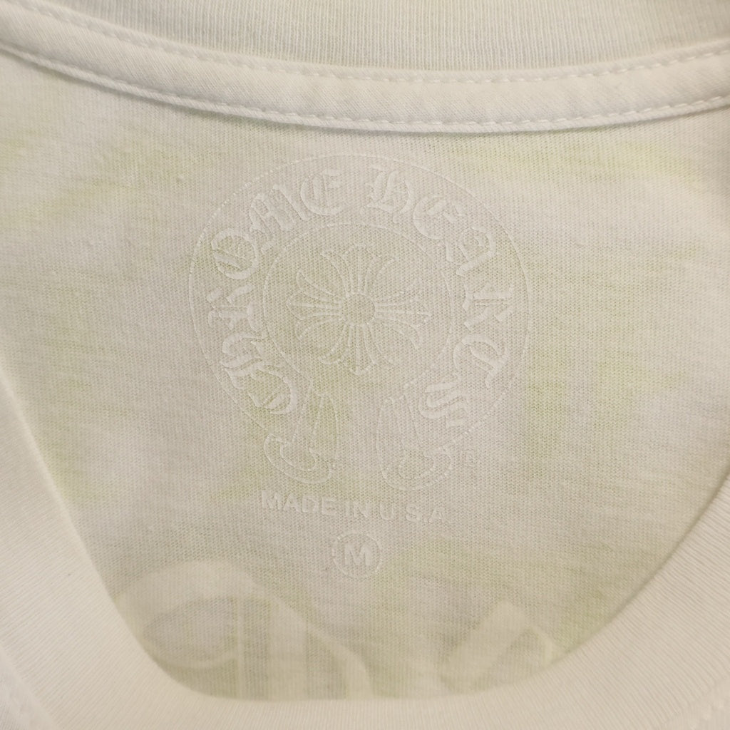 CHROME HEARTS(クロムハーツ) VERTICAL LOGO バーティカル ロゴ プリント 半袖カットソー Tシャツ ホワイト/ネオンイエロー