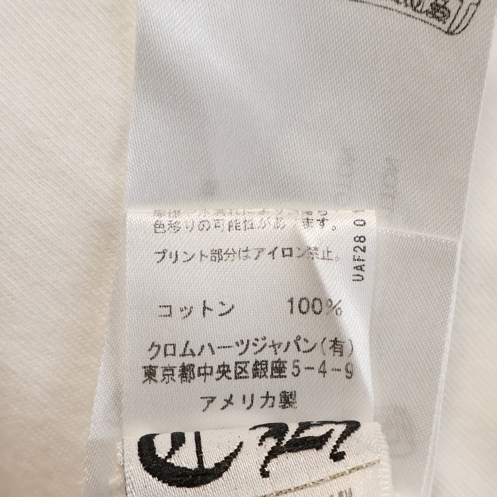 CHROME HEARTS(クロムハーツ) VERTICAL LOGO バーティカル ロゴ プリント 半袖カットソー Tシャツ ホワイト/ネオンイエロー