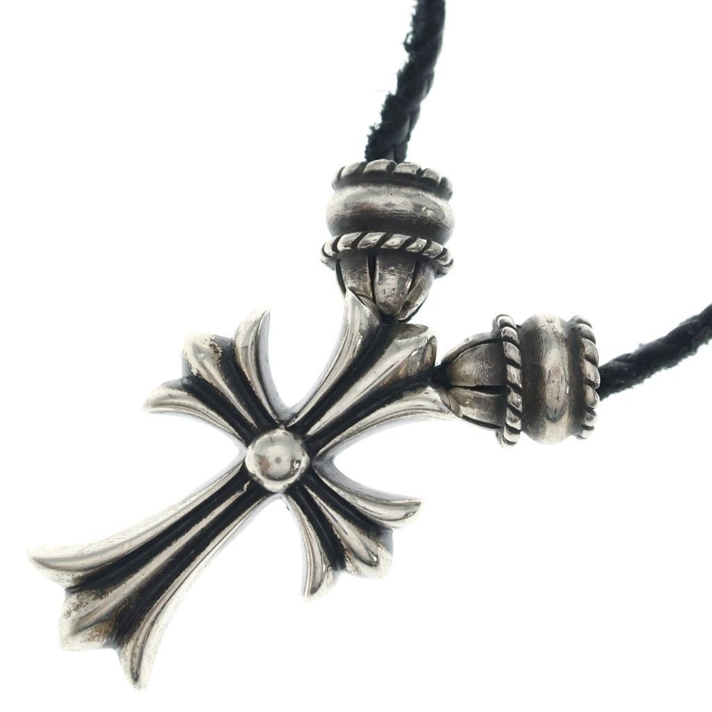 CHROME HEARTS(クロムハーツ) CH CRS SML CL スモールCHクロス クリンプト レザーブレイド ネックレス シルバー/ブラック BCA217