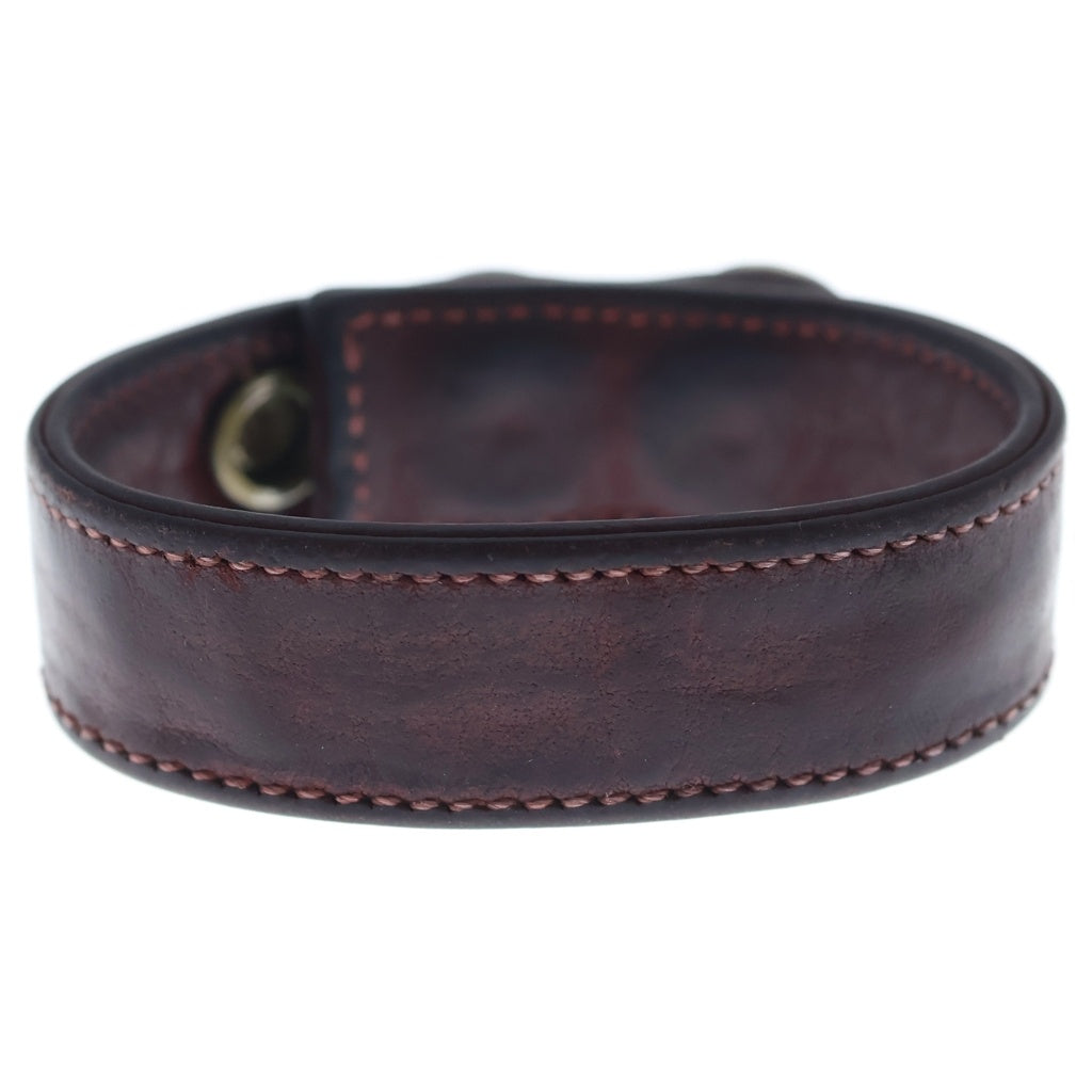 CHROME HEARTS(クロムハーツ) 3BTN 2SNP クロスボール 3ボタン2スナップ レザーブレスレット ブラック/シルバー BCA123