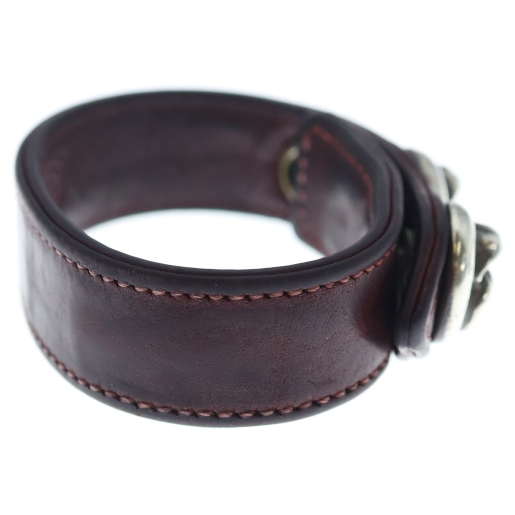 CHROME HEARTS(クロムハーツ) 3BTN 2SNP クロスボール 3ボタン2スナップ レザーブレスレット ブラック/シルバー BCA123