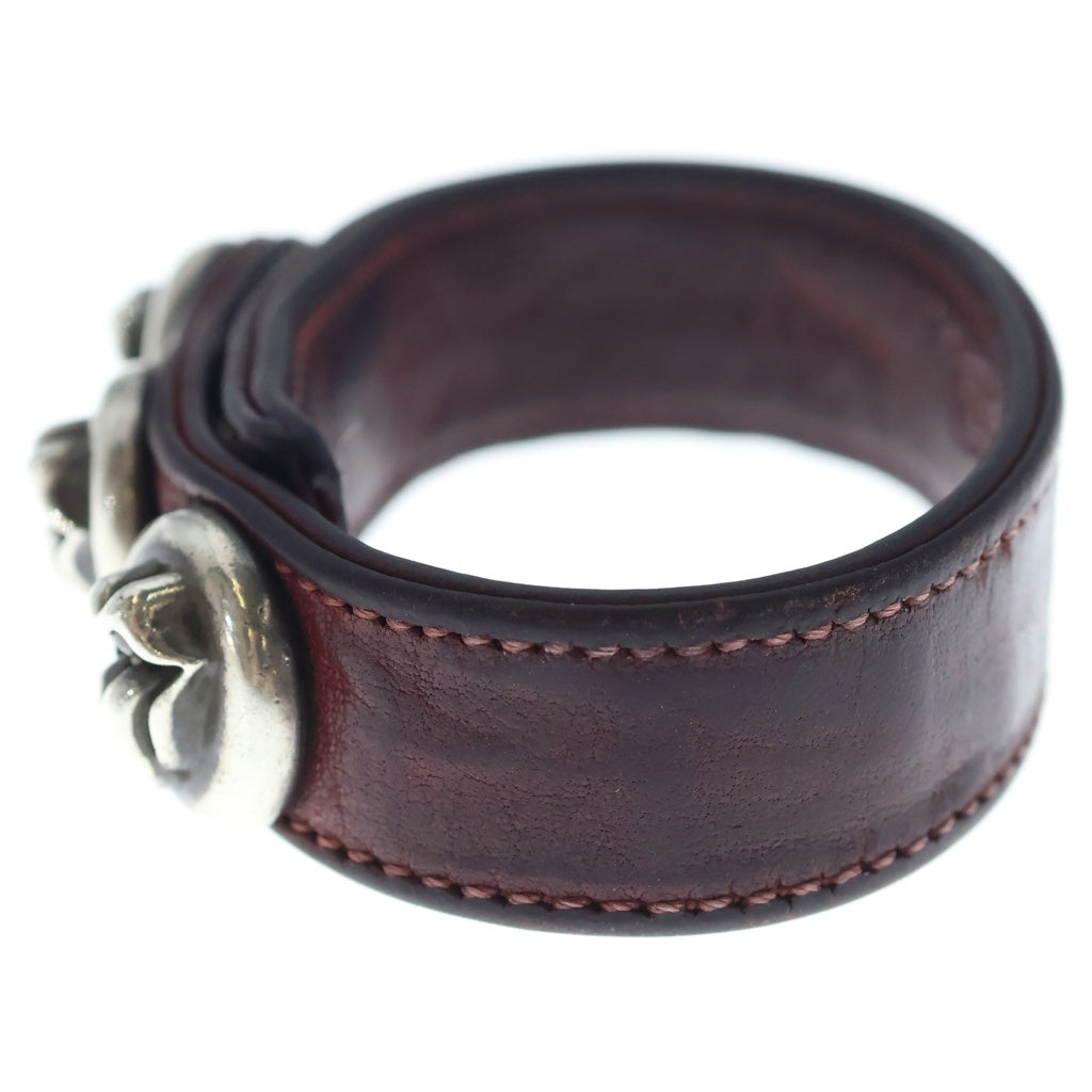 CHROME HEARTS(クロムハーツ) 3BTN 2SNP クロスボール 3ボタン2スナップ レザーブレスレット ブラック/シルバー BCA123