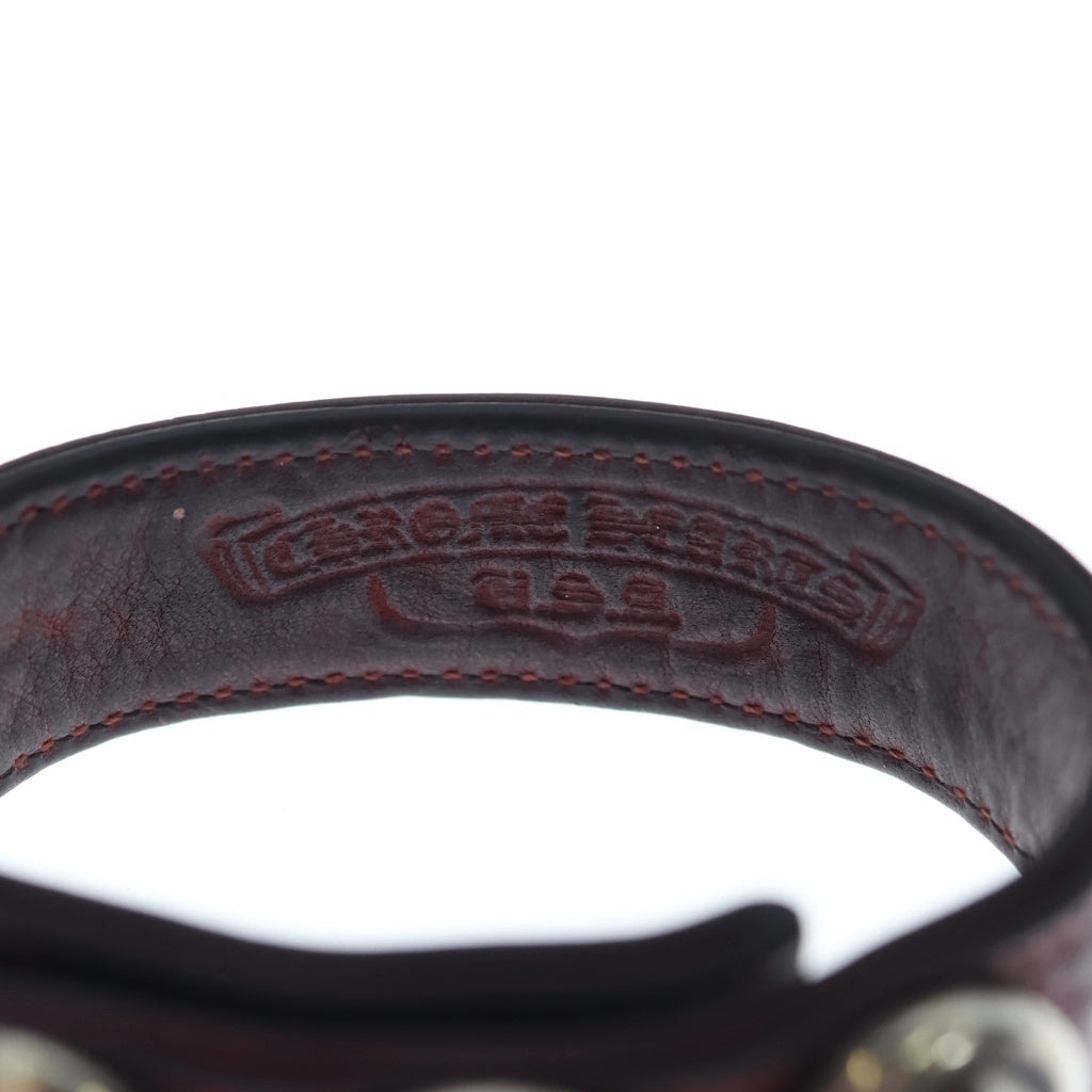 CHROME HEARTS(クロムハーツ) 3BTN 2SNP クロスボール 3ボタン2スナップ レザーブレスレット ブラック/シルバー BCA123