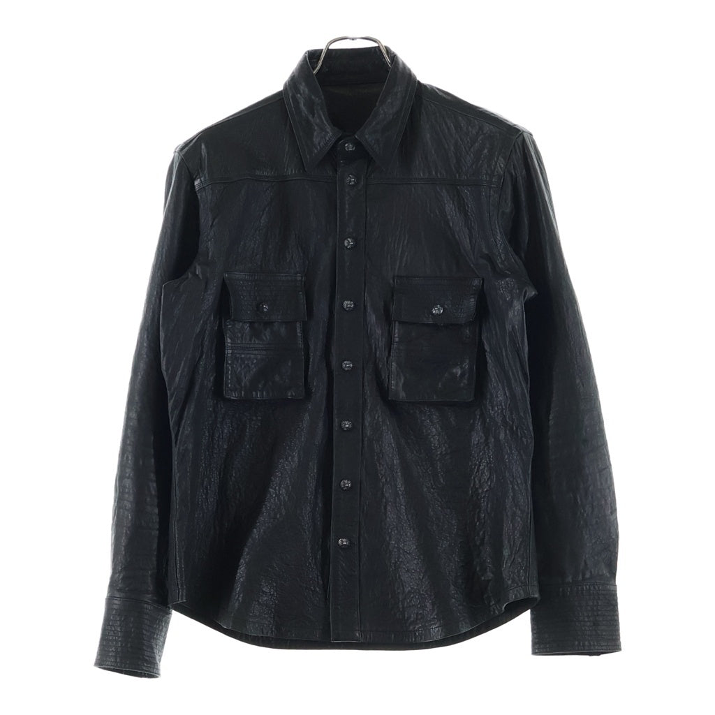 CHROME HEARTS(クロムハーツ) ARMY FBRC CROSS BALL LEATHER アーミーシャツ クロスボールボタンミリタリーレザー長袖シャツ ブラック