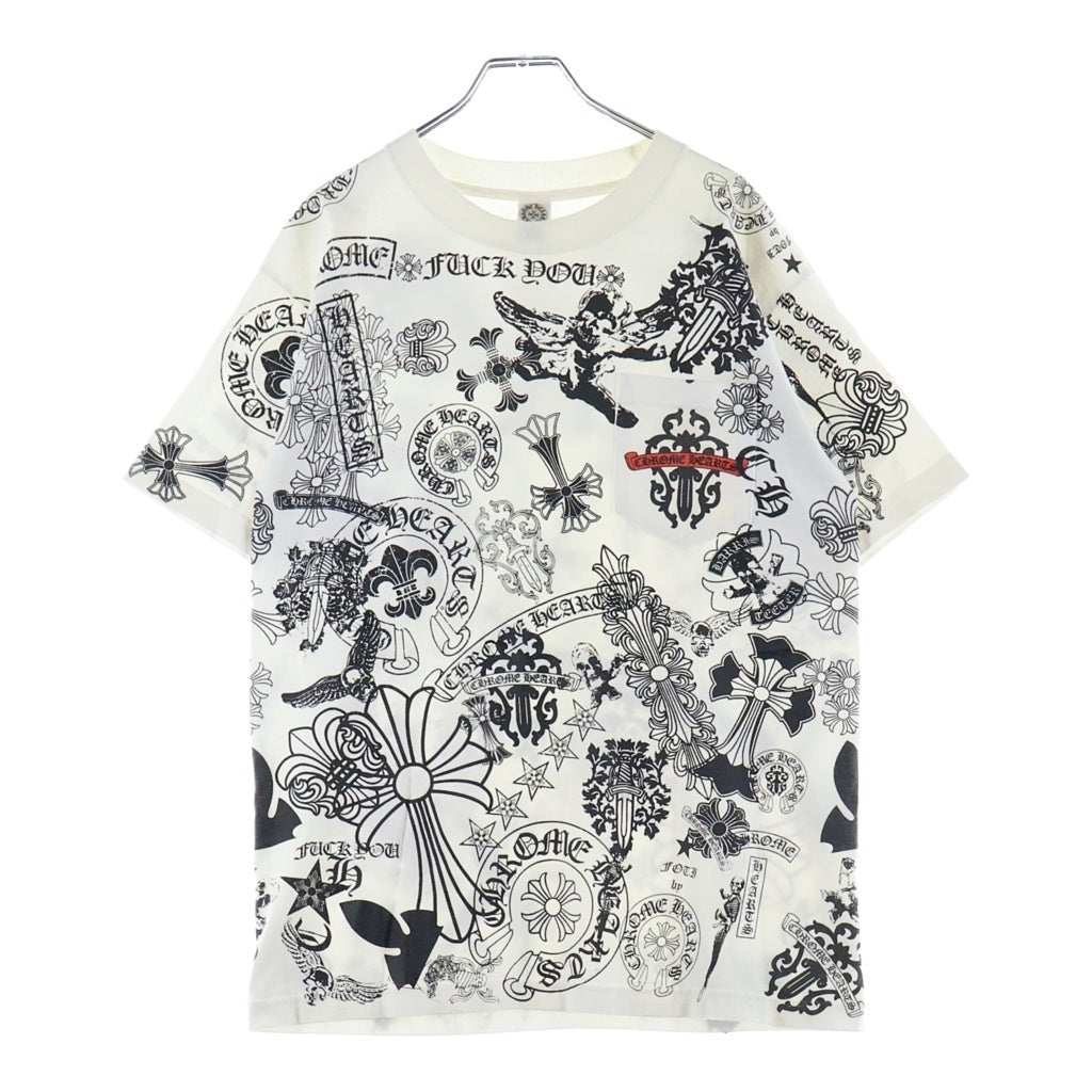 CHROME HEARTS(クロムハーツ) OLD CH T-SHRT 3 マルチモチーフ 総柄プリント Tシャツ 半袖カットソー ホワイト