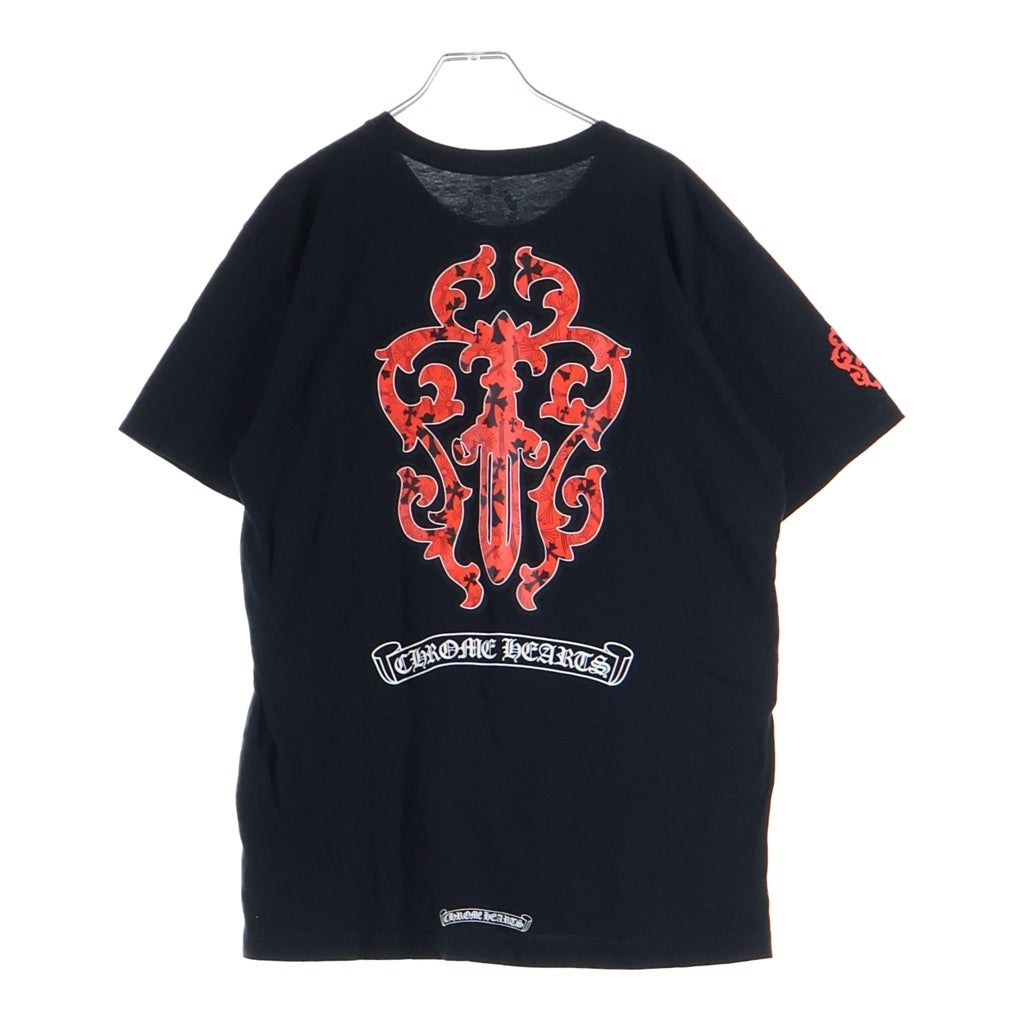 CHROME HEARTS(クロムハーツ) BACK VINE DAGGER PRINT バックヴァインダガー プリント 半袖Tシャツ ブラック/レッド