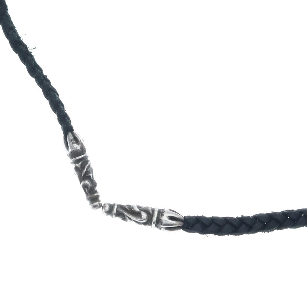 CHROME HEARTS(クロムハーツ) LEATHER BRAID スクロールレザーブレード ネックレス ブラック/シルバー