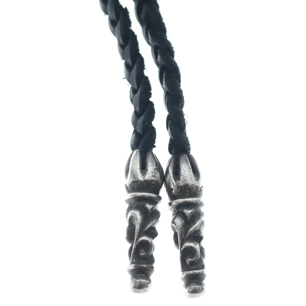 CHROME HEARTS(クロムハーツ) LEATHER BRAID スクロールレザーブレード ネックレス ブラック/シルバー