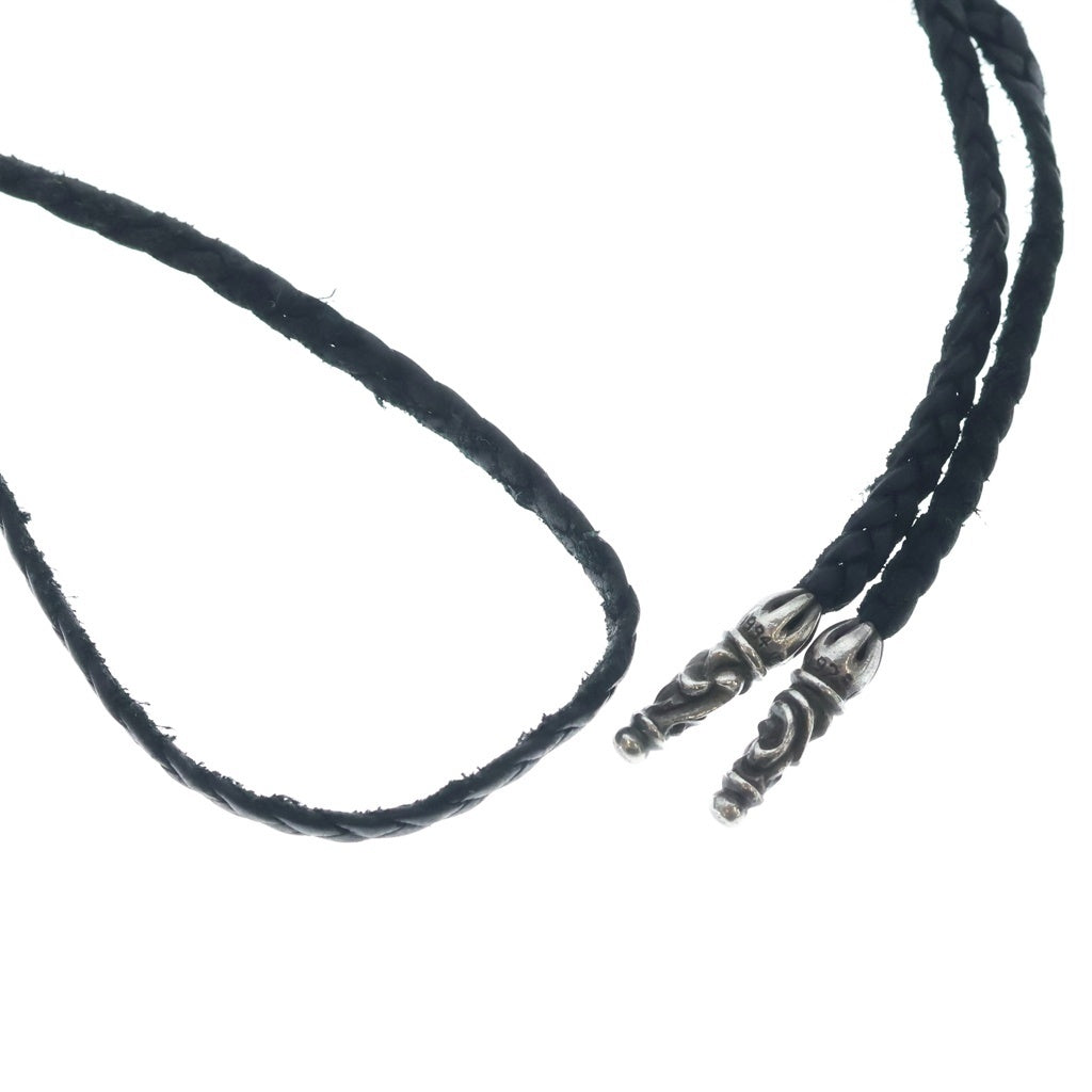 CHROME HEARTS(クロムハーツ) LEATHER BRAID スクロールレザーブレード ネックレス ブラック/シルバー