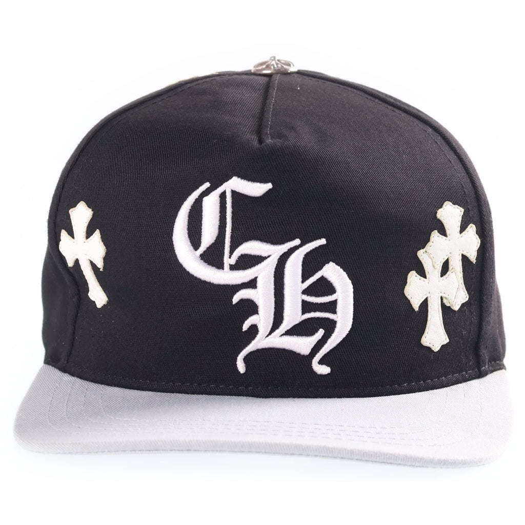 CHROME HEARTS(クロムハーツ) CH HAT CH刺繍 クロスパッチ 5パネル ベースボールキャップ 帽子 ブラック/グレー