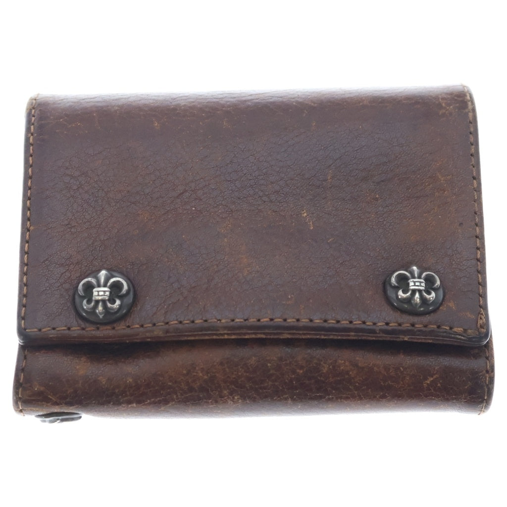 CHROME HEARTS(クロムハーツ) 3FOLD 3フォールド BSフレアボタン レザーウォレット 財布 ブラウン BCA364
