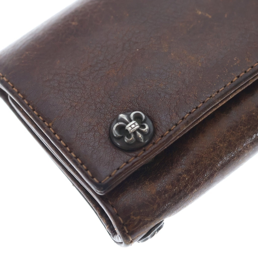 CHROME HEARTS(クロムハーツ) 3FOLD 3フォールド BSフレアボタン レザーウォレット 財布 ブラウン BCA364