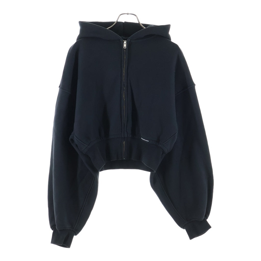 ALEXANDER WANG(アレキサンダーワン) Cropped Zip-up Hoodie クロップドジップアップフーディーパーカー ブラック レディース 4CC1242077