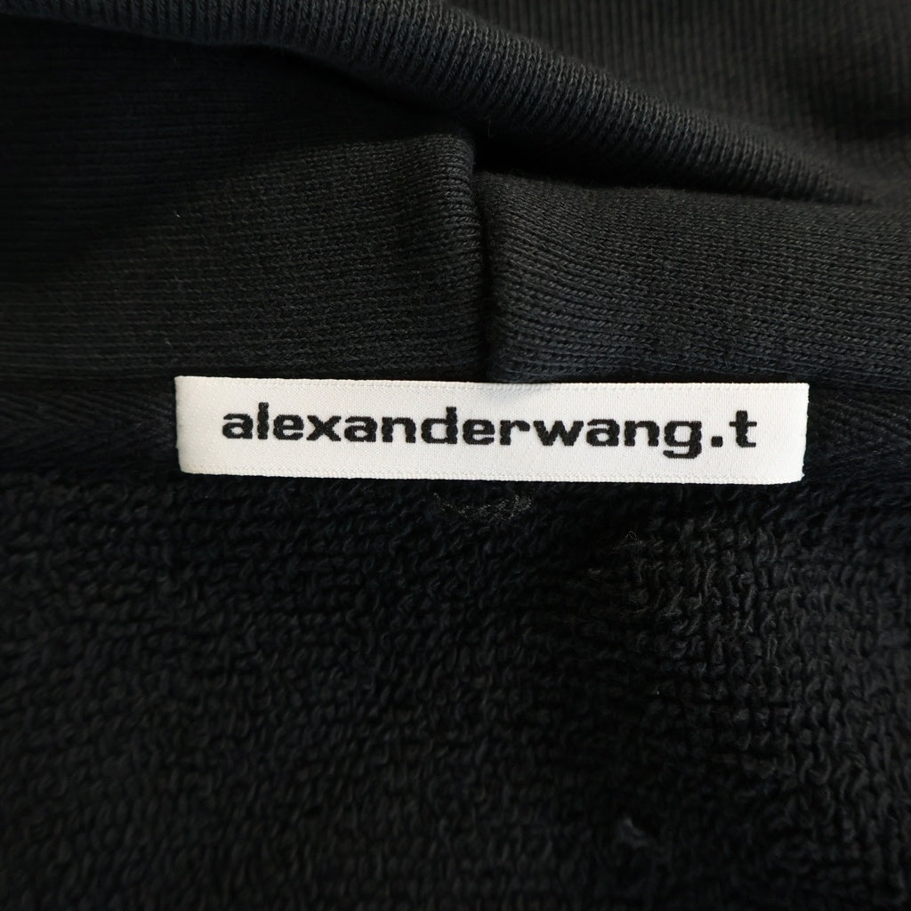 ALEXANDER WANG(アレキサンダーワン) Cropped Zip-up Hoodie クロップドジップアップフーディーパーカー ブラック レディース 4CC1242077