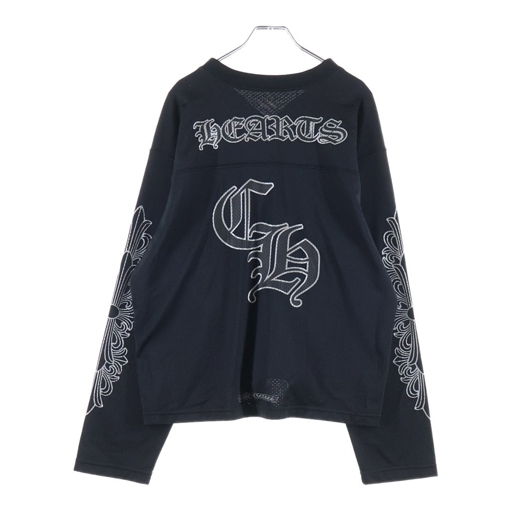 CHROME HEARTS(クロムハーツ) MESH WARM UP JERSEY メッシュ バーシティー ジャージー CHプリントメッシュ 長袖Tシャツカットソー ブラック