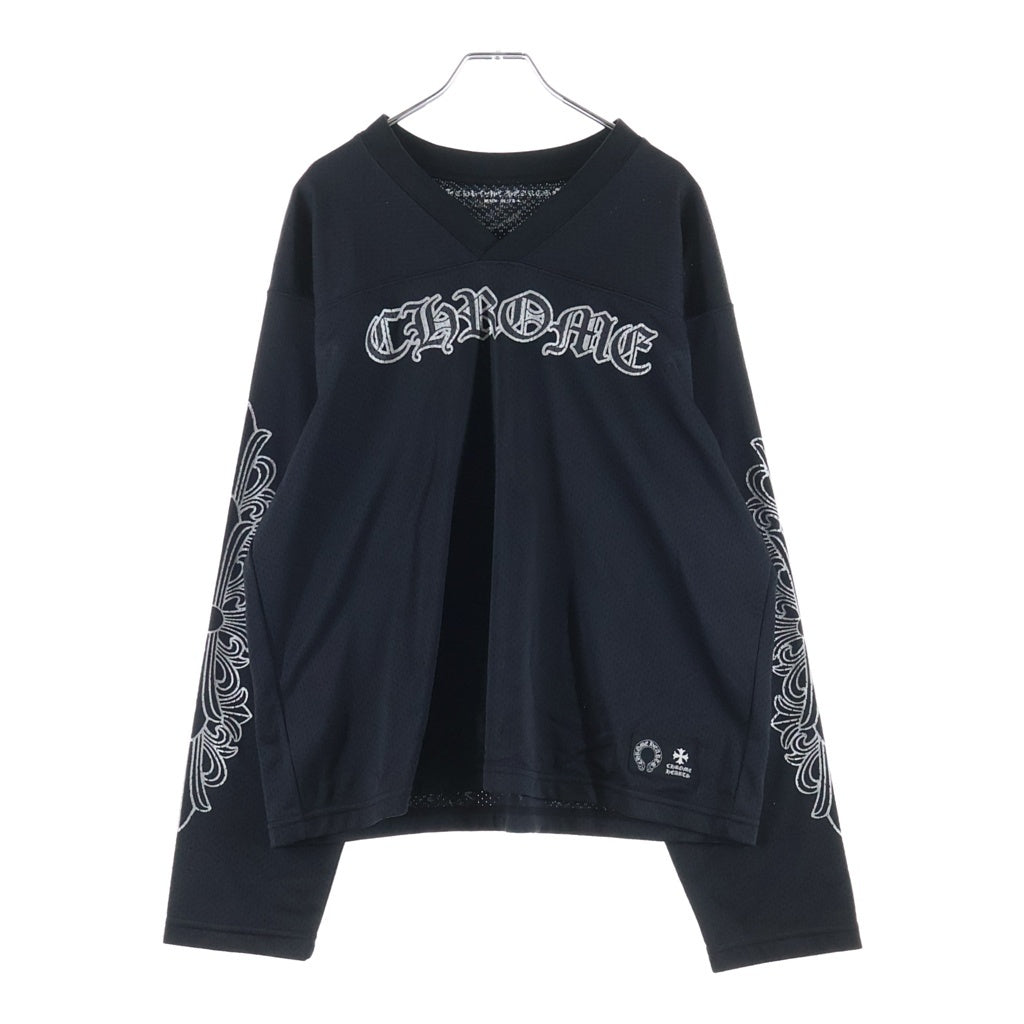 CHROME HEARTS(クロムハーツ) MESH WARM UP JERSEY メッシュ バーシティー ジャージー CHプリントメッシュ 長袖Tシャツカットソー ブラック