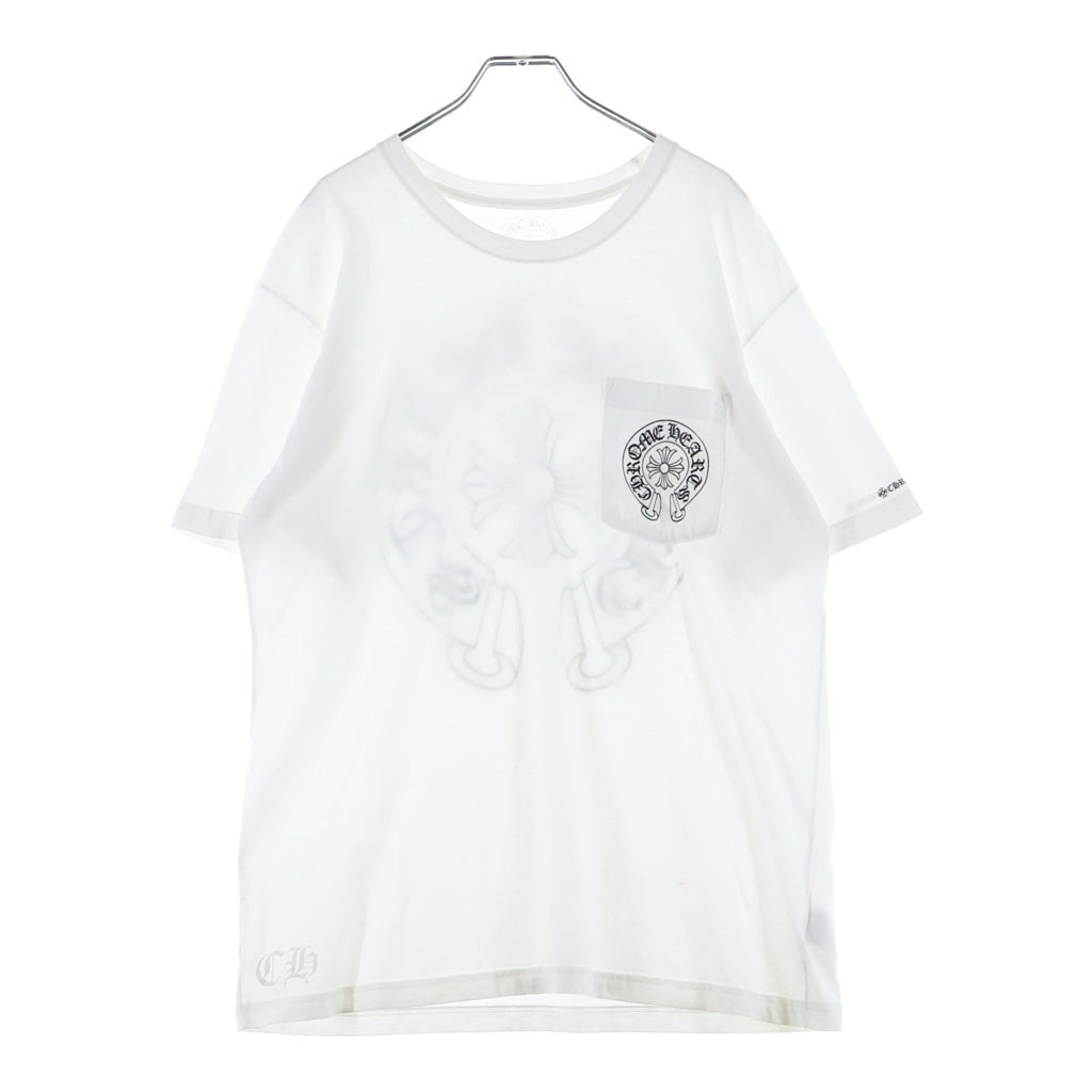 CHROME HEARTS(クロムハーツ) HORSESHOE S/S TEE ホースシュープリント ポケット半袖Tシャツ カットソー ホワイト