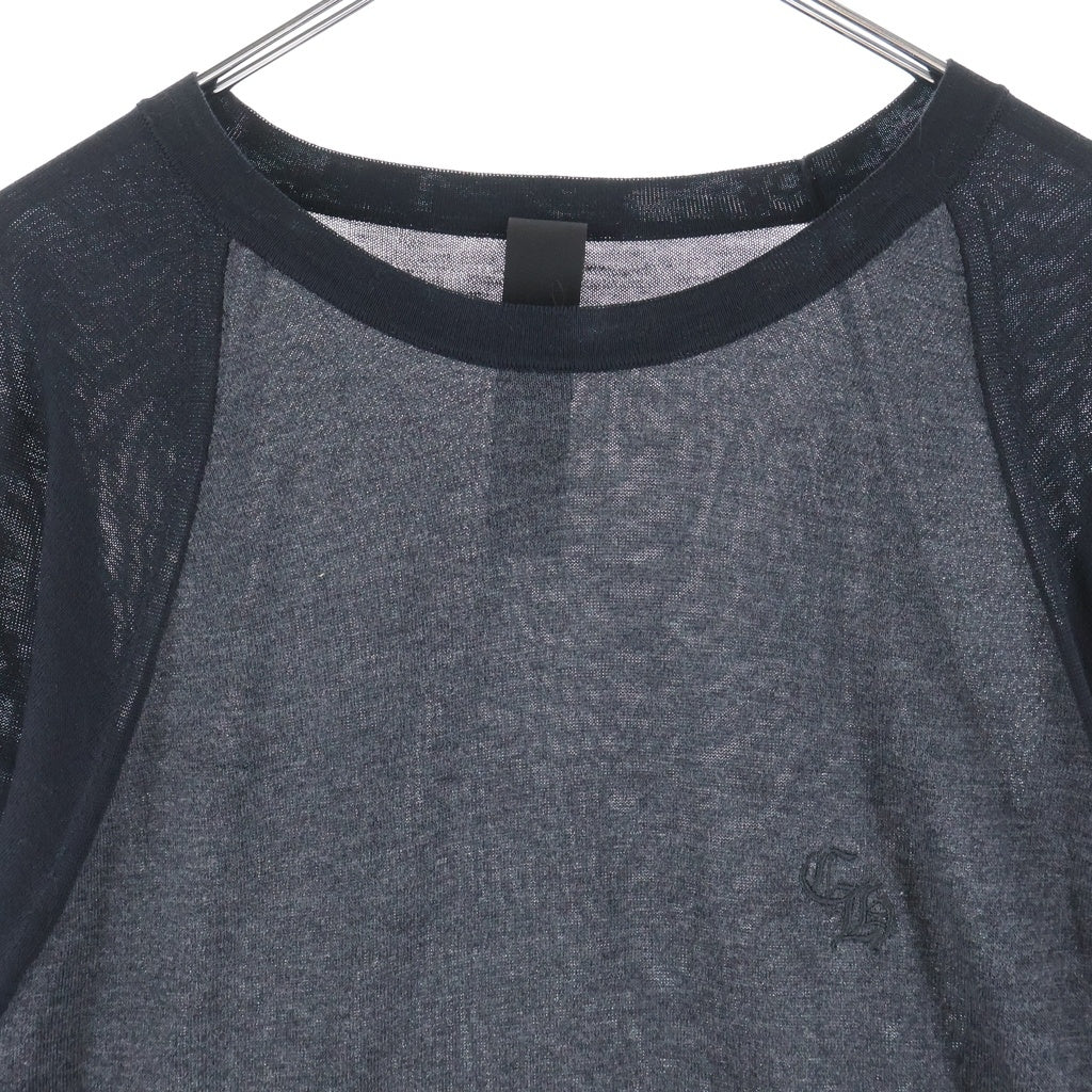 CHROME HEARTS(クロムハーツ) U MIXED EMOTIONS トリプルクロスパッチ付き ラグラン 長袖カットソー ロンT ブラック