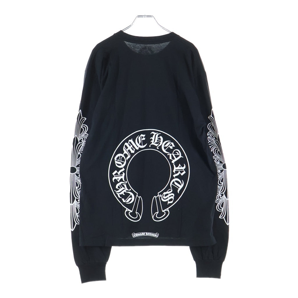 CHROME HEARTS(クロムハーツ) CH L/S TEE アームフローラルバックホースシュープリント長袖Tシャツ ブラック
