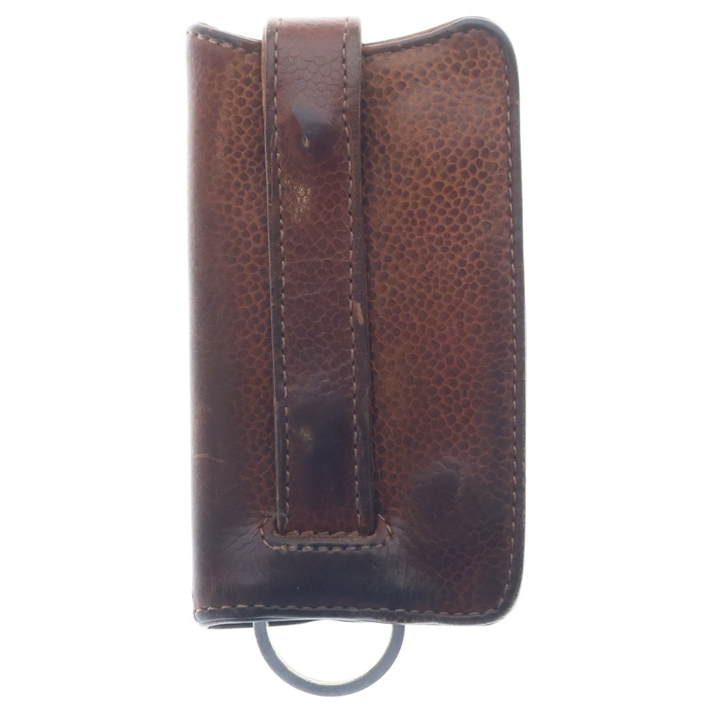CHROME HEARTS(クロムハーツ) KEY CASE クロスボールボタン レザー キーケース ブラウン/シルバー