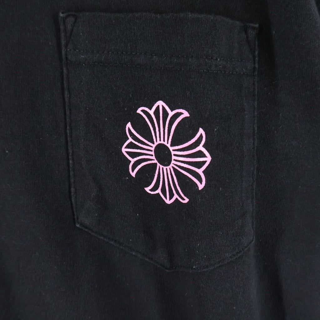 CHROME HEARTS(クロムハーツ) OLD CH PLS CROSS TEE オールド バックCHプラス クロスプリント 半袖Tシャツ カットソー ブラック/ピンク