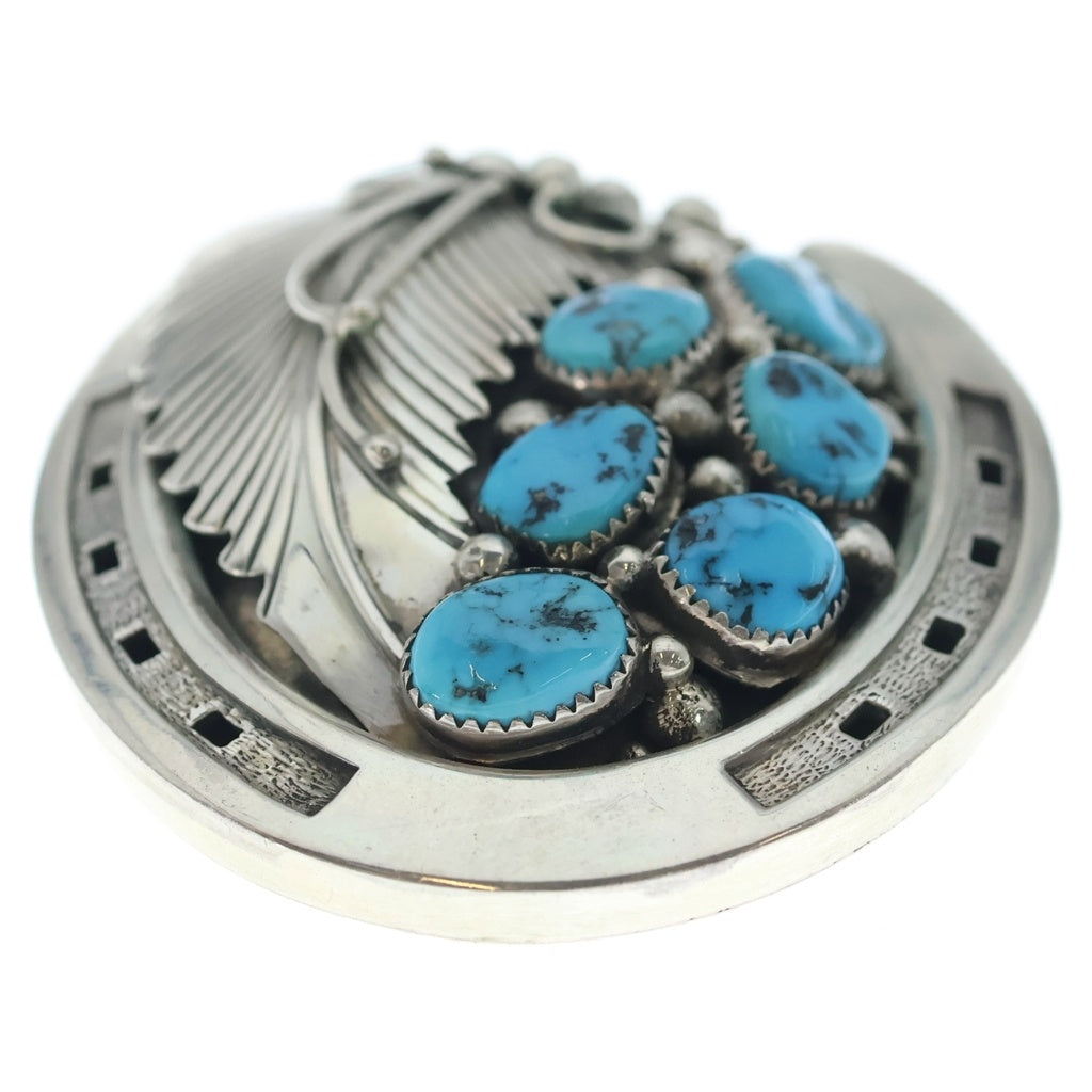 INDIAN JEWELRY(インディアンジュエリー) ナバホ族 RB刻印 ターコイズ バックル シルバー