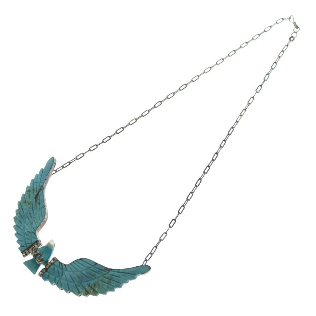 INDIAN JEWELRY(インディアンジュエリー) ナバホ族 F.TOM作 ターコイズ イーグル ネックレス シルバー