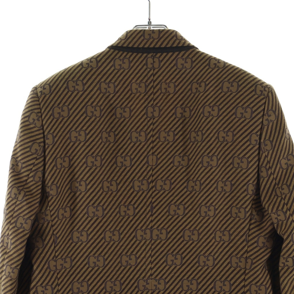 GUCCI(グッチ) 20AW GG Jacquard Jacket GG総柄 ストライプ ジャガード テーラードジャケット ブラウン 618666 ZAEAK