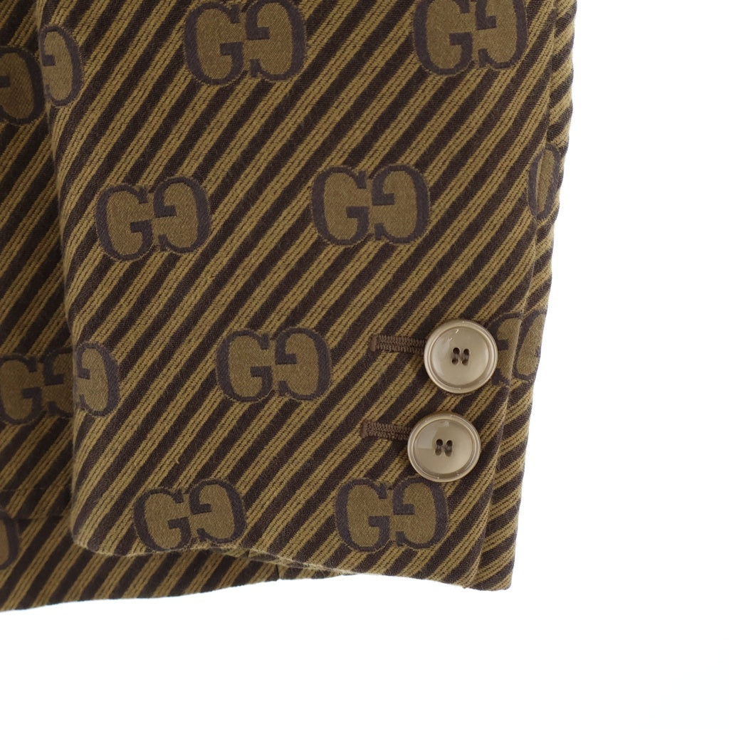 GUCCI(グッチ) 20AW GG Jacquard Jacket GG総柄 ストライプ ジャガード テーラードジャケット ブラウン 618666 ZAEAK